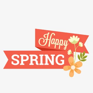 春天的标签贴纸设计免抠