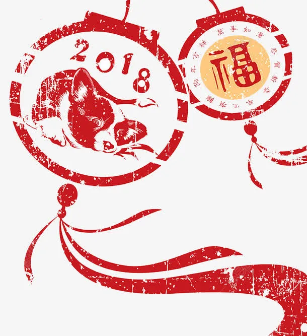 红色涂鸦灯笼免抠