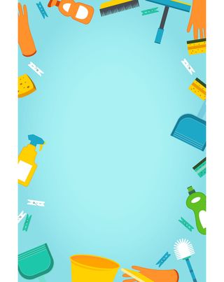 居家清洁用品元素蓝色背景广告设计高清