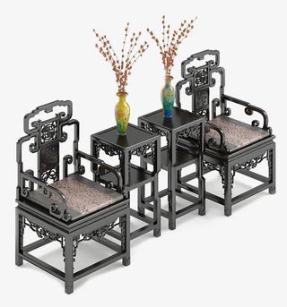 有质感的复古木质桌椅免抠