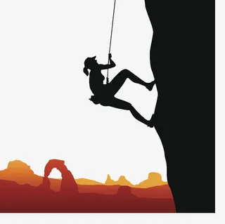 矢量背包客攀岩剪影免抠