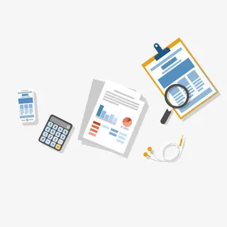 书桌桌面俯视图矢量元素免抠