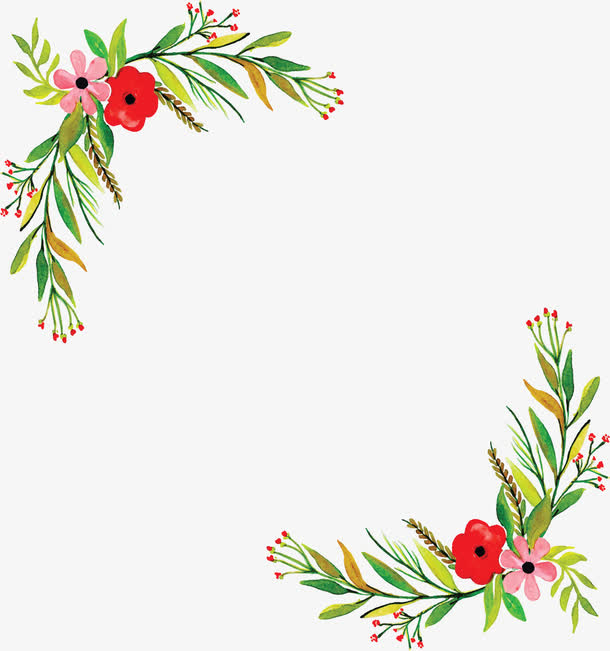 浪漫春天手绘花藤免抠