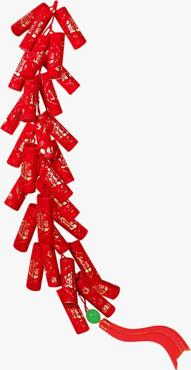 红色鞭炮店庆海报免抠