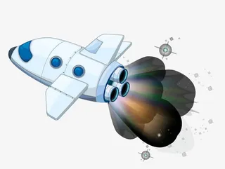 矢量质感逼真高科技卡通火箭素材免抠