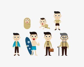 卡通男孩成长过程免抠