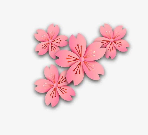3D微立体粉色花朵免抠