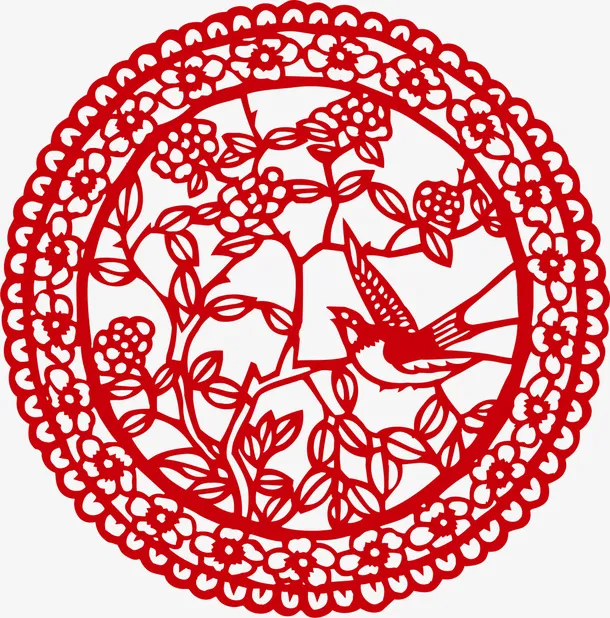新年红色窗花剪纸免抠