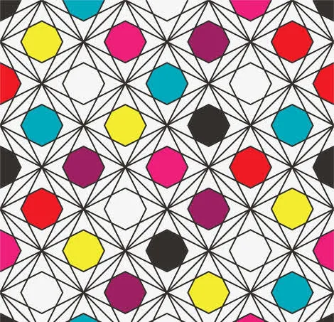 彩色小六边形圈圈免抠