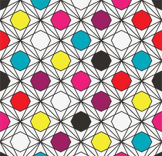 彩色小六边形圈圈免抠