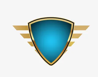 蓝色简约徽章免抠