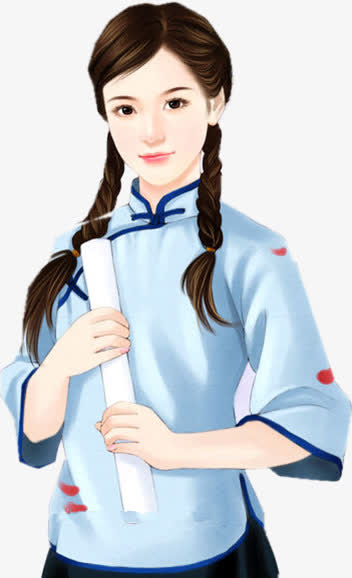 民国学生装女子古风立绘免抠