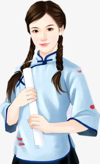 民国学生装女子古风立绘免抠