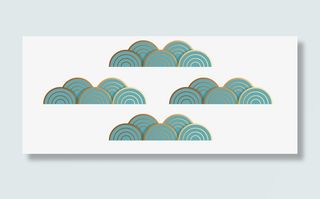 中国风祥云元素蓝金色免抠