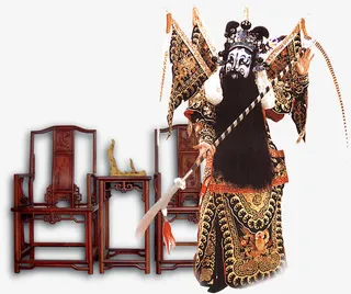 国粹精华京剧人物太师椅免抠