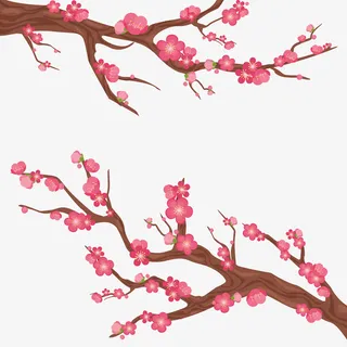 梅花和树枝矢量图下载免抠