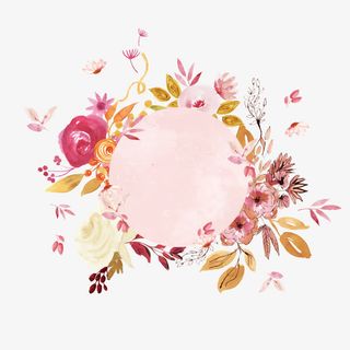 唯美红色花朵清新植物花环矢量素免抠