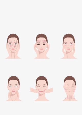 手绘脸部按摩放松女孩免抠