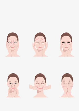 手绘脸部按摩放松女孩免抠