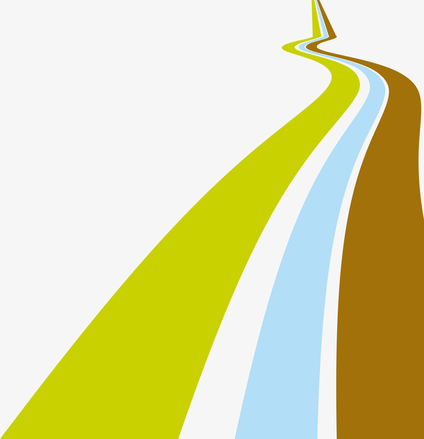 矢量卡通弯曲道路图免抠