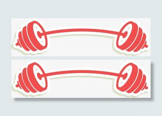 红色扁平卡通哑铃免抠