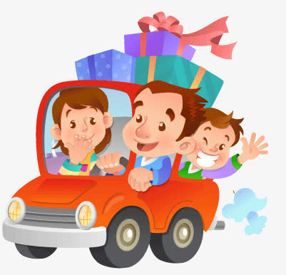 开车出行的一家人免抠