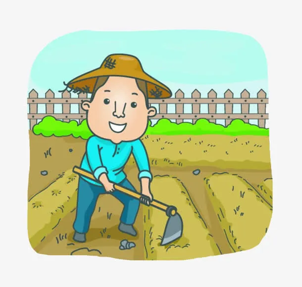 在农场耕地的农夫免抠