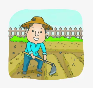 在农场耕地的农夫免抠