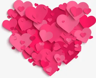 创意手绘浮雕效果爱心形状免抠