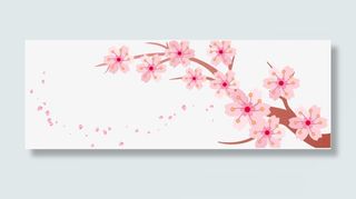 粉色樱花banner矢量素材免抠