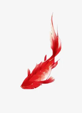 水墨红鱼卡通图片免抠