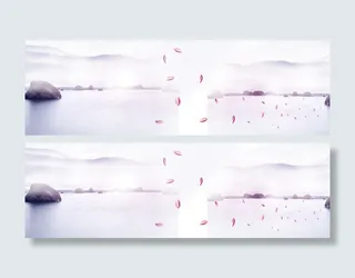 唯美梦幻山水画免抠