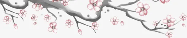 手绘粉色古风桃花免抠
