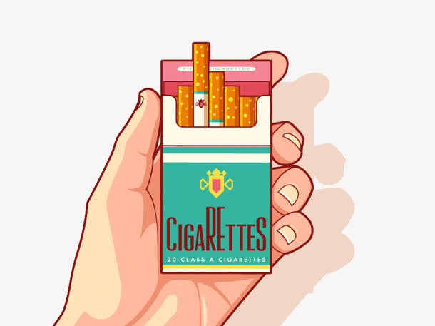 扁平化手拿香烟免抠