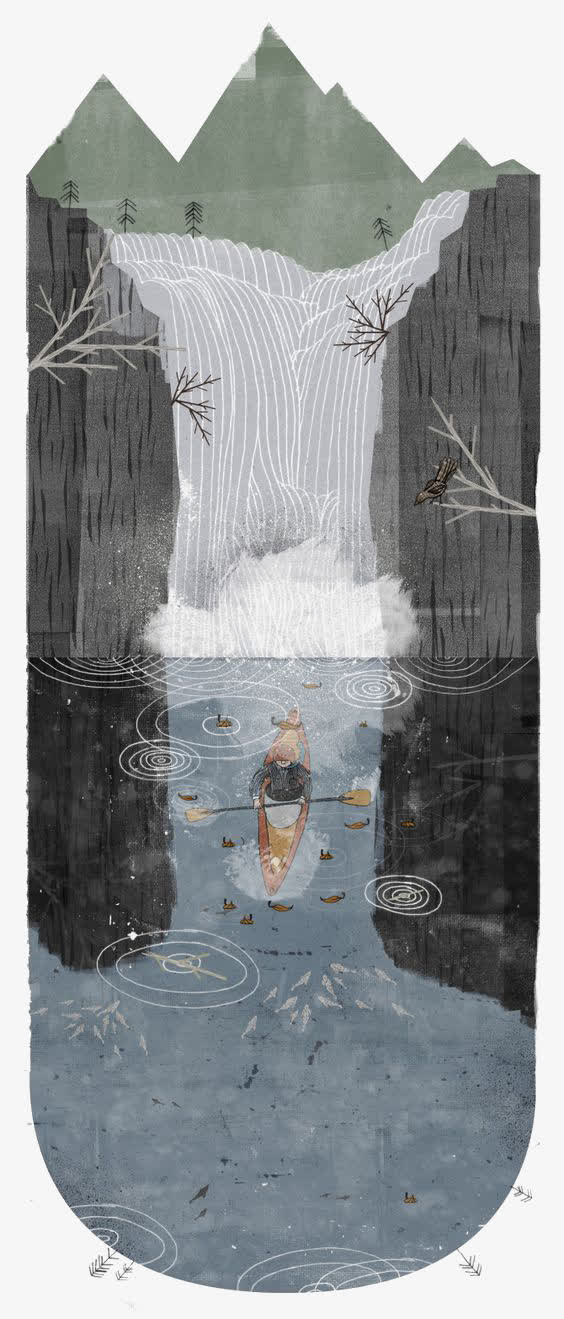 文艺水彩风景免抠