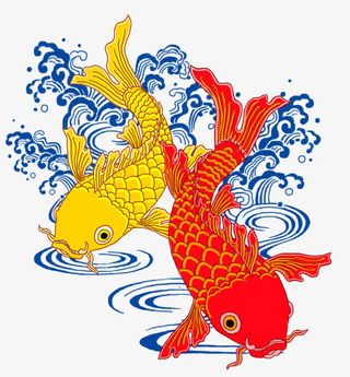 年年有余中国风装饰手绘新年素材免抠