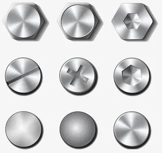 金属多种螺丝图案免抠