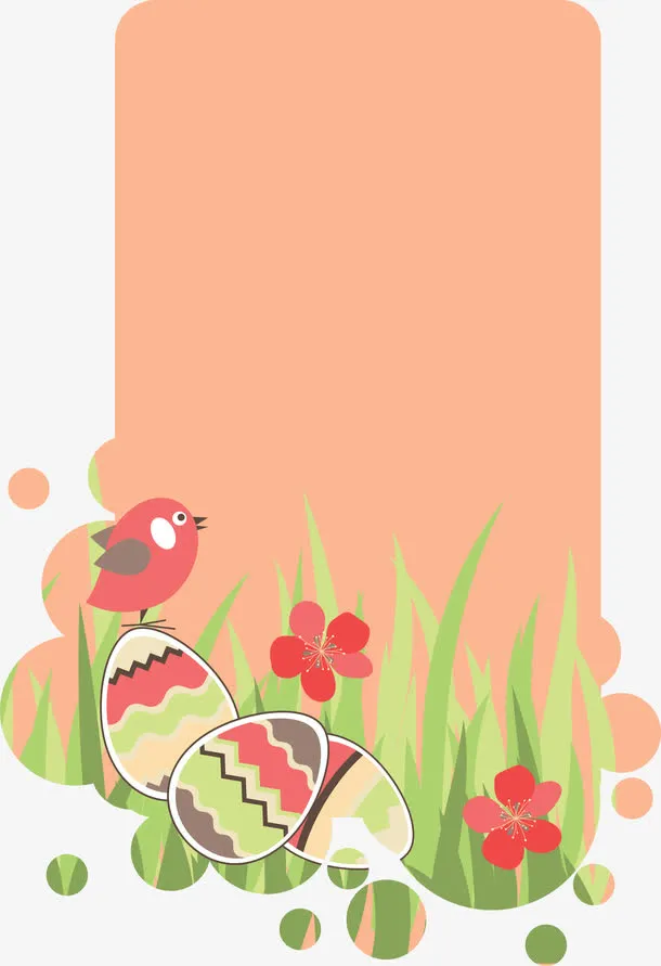 手绘小鸟卡通花朵边框免抠
