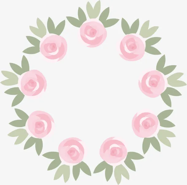 粉色春季美丽花环免抠