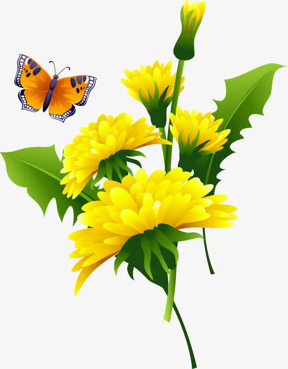 卡通春天清新黄花免抠