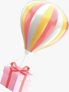 热气球  礼物盒免抠