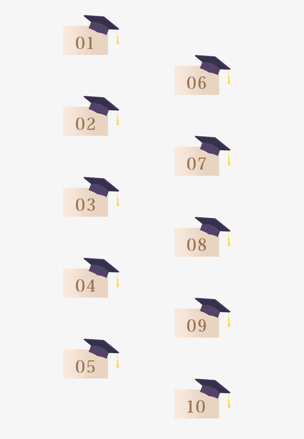 开学季毕业季学士帽数字序号免抠