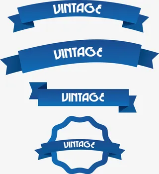 卡通蓝色条幅免抠