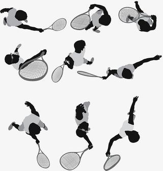 手绘卡通人物打网球免抠