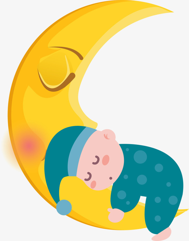 黄色卡通月亮宝宝免抠
