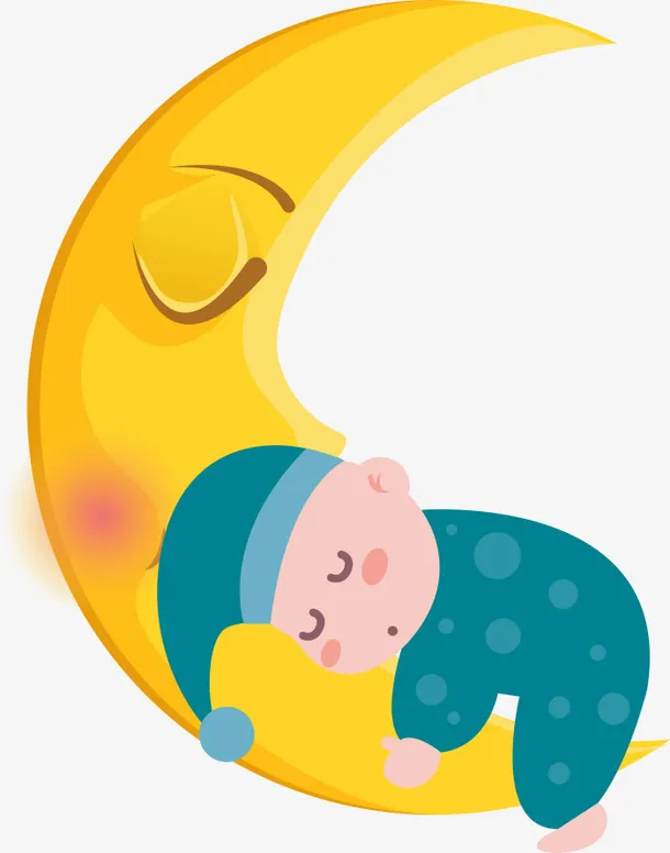 黄色卡通月亮宝宝免抠