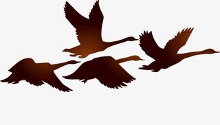 扁平彩绘风格飞翔的大雁免抠