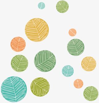 手绘彩色线条圆形树叶免抠