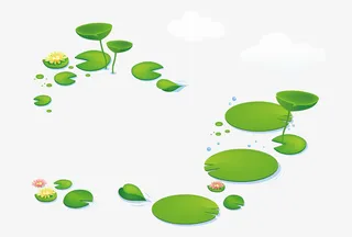 绿色卡通荷塘矢量图免抠