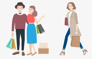 卡通购物的女人插画免抠免抠